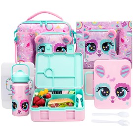 Oruiji Bento Box for Kids with Ice Pack Lunch Box Girls with Lunch Bag,Stainless Steel Water Bottle Set Utensils Set Food Container for School Girls Kids