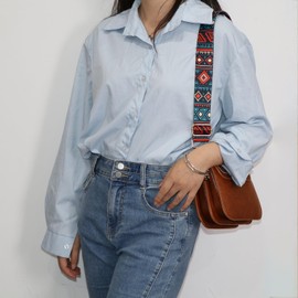 moxunmo Boho Crossbody Purse Strap, Wide Canvas Replacement Shoulder Bags Strap for Handbag, Camera, Guitar, Adjustable with Swivel Golden Clasp