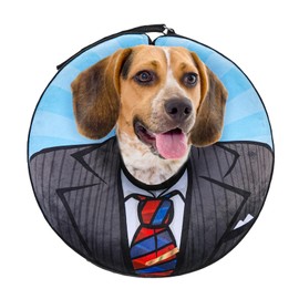 SCENEREAL Dog Cone Alternative After Surgery Donut Collar, Soft Pet Recovery Pillow Collar for Medium Large Dogs, Inflatable Adjustable Neck Collars to Prevent Licking, Black Suit Print E-Collars