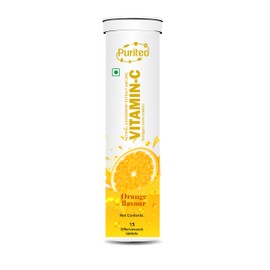 PURITEO Vitamin C 1000mg Effervescent Tablets - Potent Immune Support VIT C with Zinc Supplement - Sugar-Free, Dissolvable Vitamin C Tablets Orange Flavor - (15 Tablets, Pack of 1)