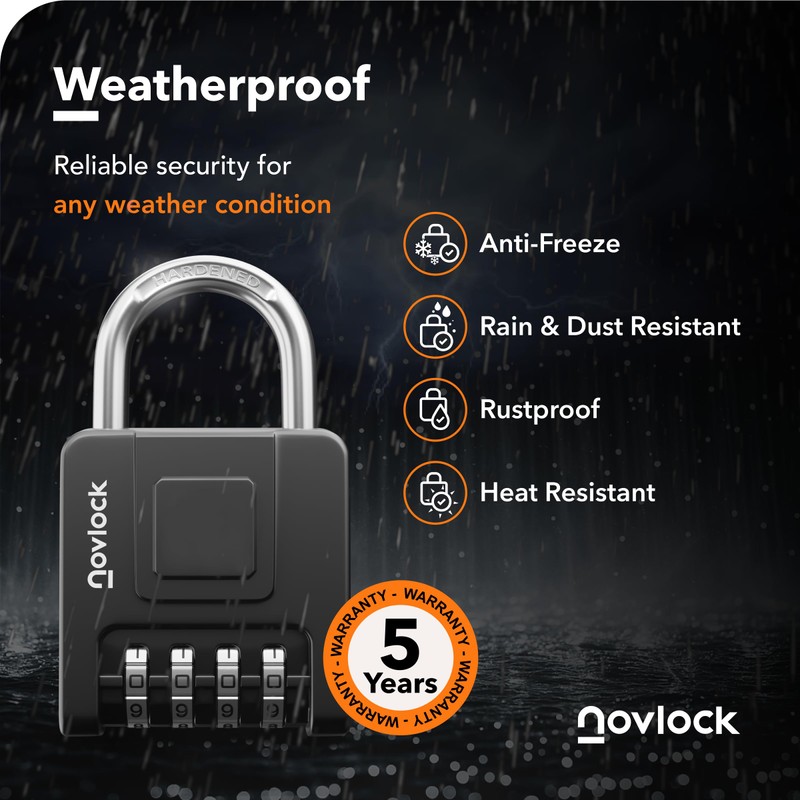 Combination Padlock - Heavy Duty Weatherproof 4 Digit Combination Lock