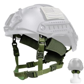 Yzpacc Tactical Helmet Chin Strap Adjustable Dial 4 Points Suspension System with Bolts and Screws for Tactical Fast MICH Bump Wendy Helmet Accessory, Green