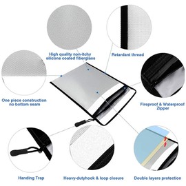 GDOMI Fireproof Document Bag with Zipper, 15”x 11” Fireproof Waterproof Document Bag for Valuables, Legal Documents Safe