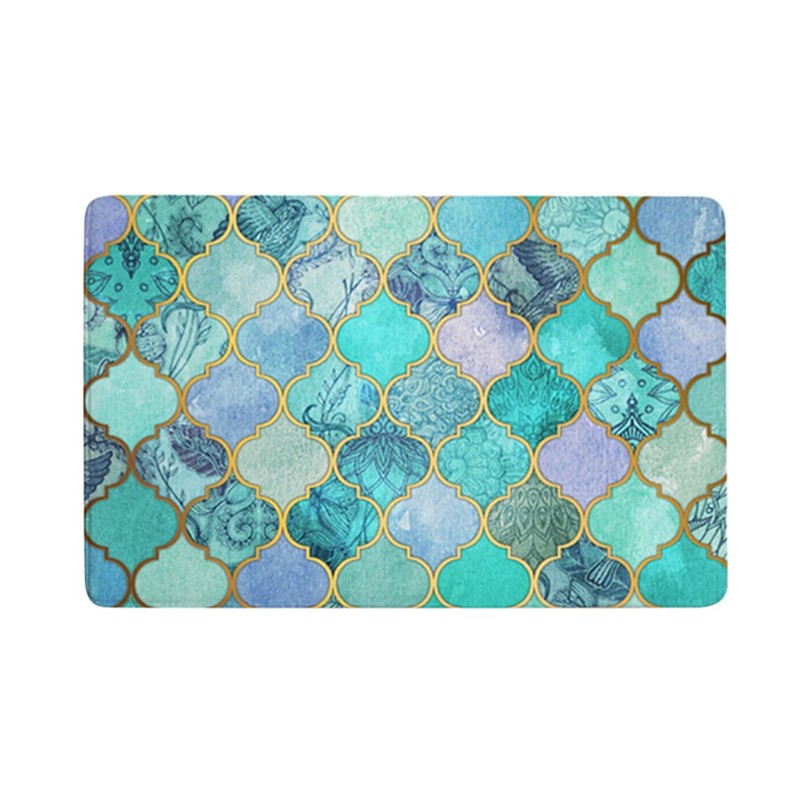 Geometry Printing Non slip Water Absorbent Mat Pad Bathroom Kitchen