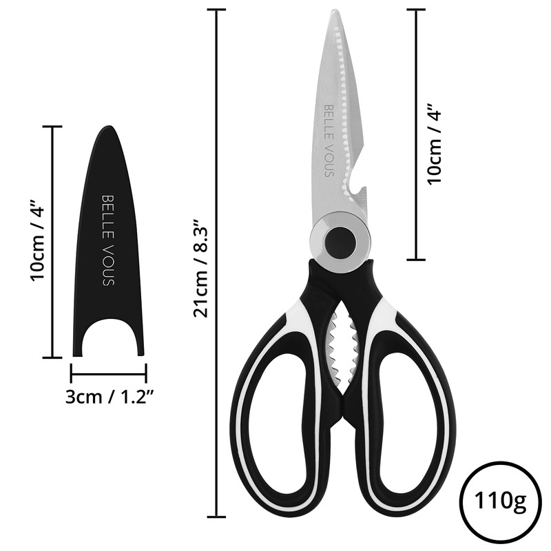 Belle Vous 2 Pack Kitchen Scissors - 21cm/8.3 Inches Stainless