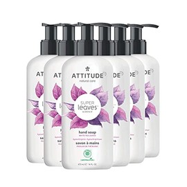 ATTITUDE Liquid Hand Soap, Plant- and Mineral-Based Formula, Vegan & Cruelty-free Personal Care Products, White Tea Leaves, 16 Fl Oz (Pack of 6) (14097)