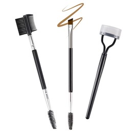 3Pcs Eye Makeup Tools Set,1 Double-Ended Angled Eyebrow Brush Spoolie Brush,1 3-Head Eyelash Brush Shaper Comb,1 Eyelash Separator Comb,Professional Eye Makeup Tools,for Shaping Brow Lashes