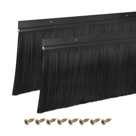 uxcell 2Pcs Door Brush Bottom Sweep H-Shape Aluminum Alloy Base with 5.9-inch PP Brush for Home, Industrial (47-inch L, Black)