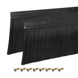 uxcell 2Pcs Door Brush Bottom Sweep H-Shape Aluminum Alloy Base with 5.9-inch PP Brush for Home, Industrial (47-inch L, Black)