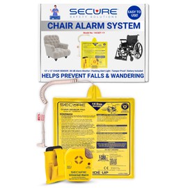 Secure Chair Alarm for Elderly Dementia Patients - Caregiver Alert Monitor and Pressure Sensor Pad - Elderly Wheelchair Patient Monitoring Kit - Wander & Fall Prevention Exit Alarms Seniors Adults