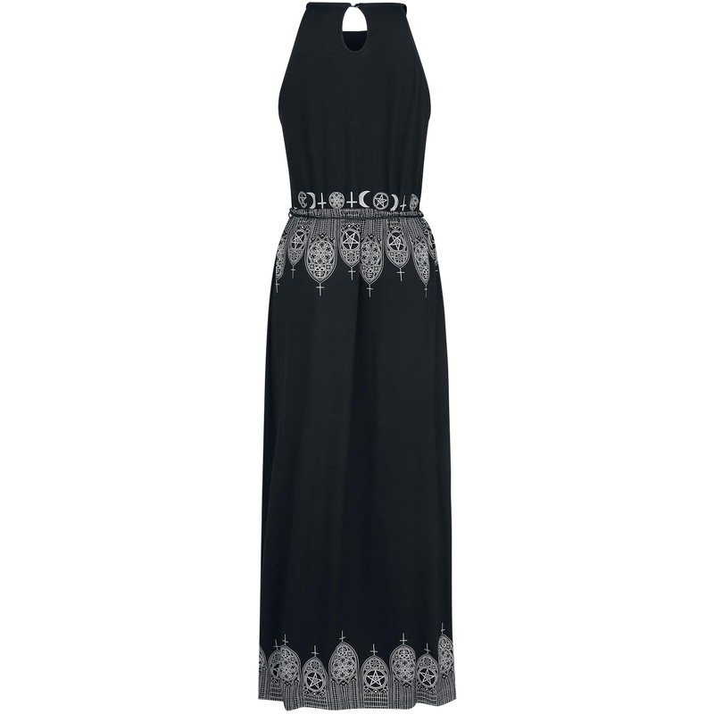 Gothicana by EMP Women's Black Maxi Dress with Prints and