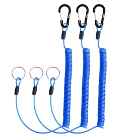 Booms Fishing T01 Coiled Lanyards 3 Packs 79" Blue, Retractable Fishing Lanyard Saltwater, Safety Gear Tether for Fishing Tools, Rods, Pliers and Fly Fishing Nets, Used for Boating, Paddles, Kayak