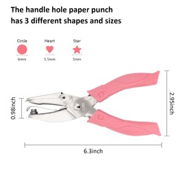 Coolrunner 3-Piece Metal Single Hole Paper Punch - DIY Handheld Punch with Circle/Star/Heart-Shaped Hole Makers