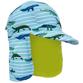 Gifts Treat Children's Legionary Hat, UPF 50+ Sun Protection, Swimming Cap, Flap Hat in Dinosaur Pattern for Children, Boys Sun Hat with Neck Protection, Crocodile