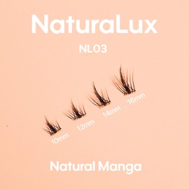 Natural Manga Mixed Lash NL03; 10mm, 12mm, 14mm, 16mm; 144 Total Count; False Eyelash Clusters, Individual Lashes, Lash Extensions