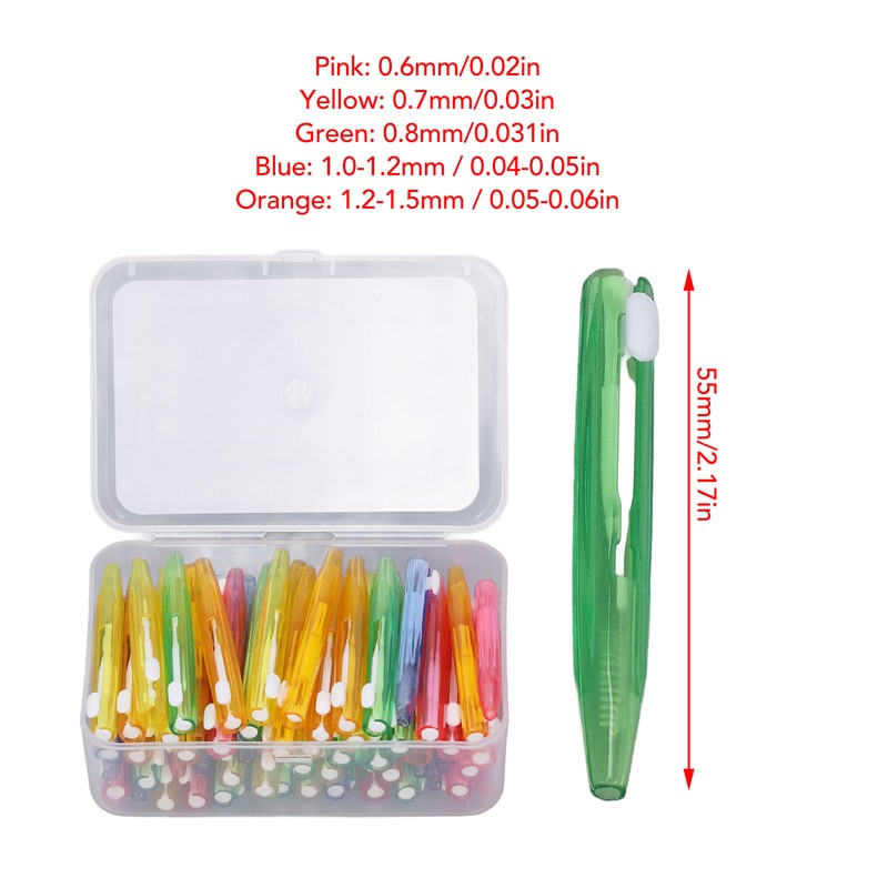 60Pcs Interdental Brush Floss Interdental Cleaning Brush with PP Handle