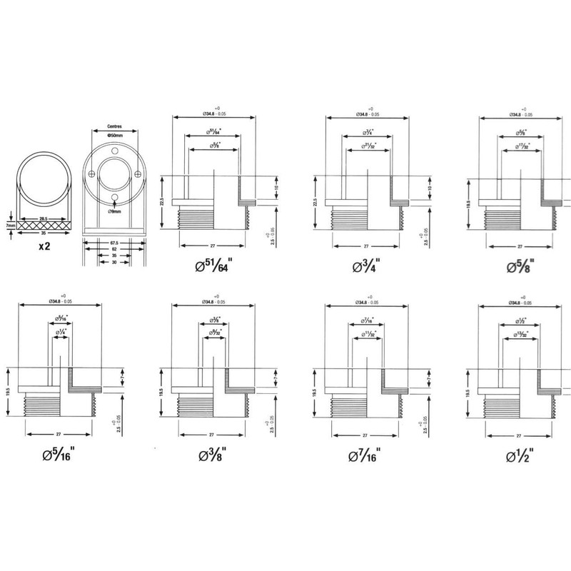 KATSU 105435 Template Router Guides Kit with Lock Nut Adapter,