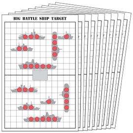 Freedom Gun Targets 25 Pack Paper Shooting Targets Gun Range, Rifle, Pistol, Handgun, BB Gun, Big Red Battleships Game Targets (23x35)