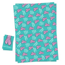 Funny Birthday Gift Wrapping Paper for Men Rude Theme 2 Sheets +2 Gift Tags. Also Perfect for Anniversary & Valentine's Day