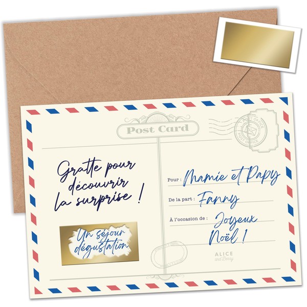 Rubbelkarte zur Überraschung - Vintage Brief Design - Rubbeltablett mit