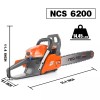 NEOTEC 62CC 2Stroke Gasoline Chainsaw 20" Bar Powered Engine Wood