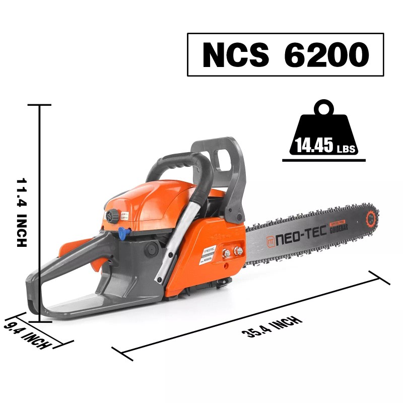 NEOTEC 62CC 2Stroke Gasoline Chainsaw 20" Bar Powered Engine Wood