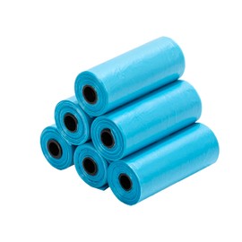 Ginsco 0.8 Gallons Disposable Trash Bags for Mini Car Trash Can, Portable Small Car Garbage Bags, Cars Accessories, Mini Trash Bags, Plastic Trash Bag for Cars/Home/Office (6 Rolls/90 Counts) Blue