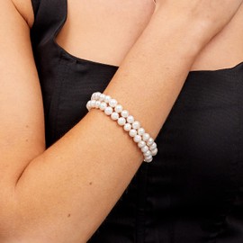 Treasure Bay Elegant 7mm AA grade FreshWater Pearl Bracelet For Women 18.5cm - Presented in A Beautiful jewellery Gift Box