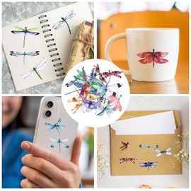 Sibba 40 Pcs Dragonfly Stickers Transparent Decorative Stickers Decals Vintage Scrapbooking Journaling Stickers Supplies Fly Bird Stickers for Scrapbook Notebook Water Bottle Cards Decoration