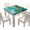 Marble Fitted Tablecloths Square, Gold Green Marble Elastic Edge Home