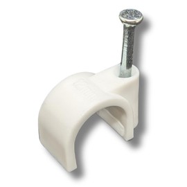 Lumonic 100 x Nail Clamps 12 mm for Cable White - Cable Clamp with 25 mm Nail e.g. for Attaching to the Wall - Cable Clamps Various Sizes 4-14 m