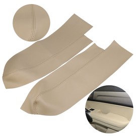 Hoypeyfiy - 2 piezas (1 par) de microfibra de piel para puerta delantera, cubierta de reposabrazos de repuesto para Honda Cr-V CRV 2007-2012 (solo piel), color beige bronceado