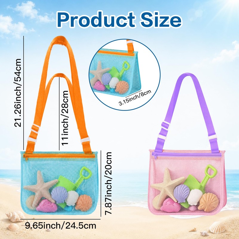 Shell Bags for Beach, Seashell Collecting Bag with Adjustable Shoulder