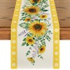 Sunflower Leaves Flowers 210 GSM Summer Table Runner, Seasonal Kitchen