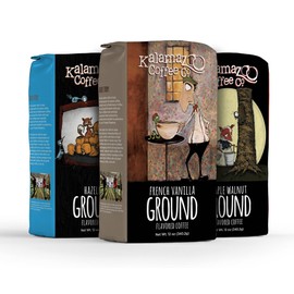 KALAMAZOO COFFEE COMPANY Flavored Ground Coffee Variety Pack - Hazelnut, French Vanilla, & Maple Walnut | 12oz Bag (3 Pack)