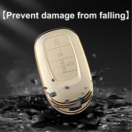 YUBOMT Key Fob Cover for Honda Soft TPU Key Shell with Key Ring for 2022 2023 Honda Accord Civic CRV HRV Pilot Sport SI EX EXL Smart Remote Key,Gold