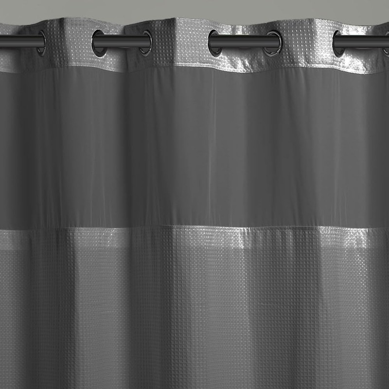 Hookless It's A Snap! 3-in-1 Shower Curtain With Waffle Fabric,