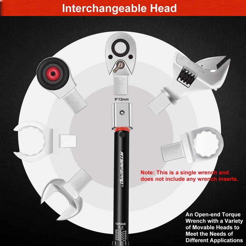 ATsafepro Plug-In Torque Wrench 5-60 Nm, 9 x 12 mm