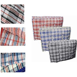 Kav Pack Of 3 Extra Large Plastic Laundry Bag - Storage/Carrier Bags, Reusable And Foldable Shopping Bag With Ziplock And Handles For Clothes Storage, Kitchen Storage - (80x60x28 cm)