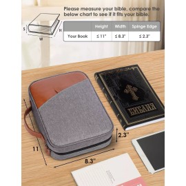heouvo Bible Covers for Men, Bible Carrying Case with Pockets/Leathe