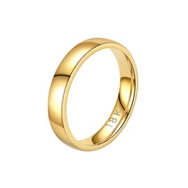 Rings for Women Men High Polished Band Thumb Stackable Ring Comfort Fit,Plain titanium steel couple ring (Golden, 8)
