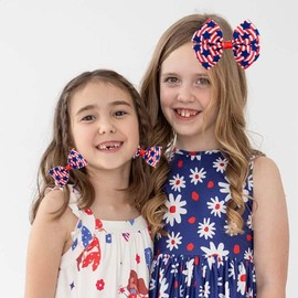 Baby Girls Hair Bow Clip Star Stripe Hair Clip 4th of July Hair Accessories Red White Blue Bowknot Hair Clips ZFJ52 (Set 7)