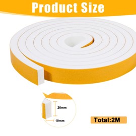 Draft Excluder for Doors, 20 mm(W) x 10 mm(T) x 2 m (L) Weather Stripping Door Seal Strip, Draft Excluder Tape for Windows and Doors, Window Seal Strip