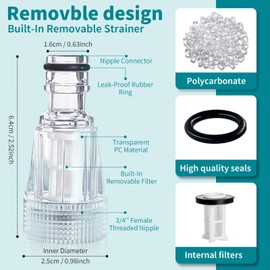 MOONDKIST 5Pcs Pressure Washer Garden Hose Adapter, 3/4 Inch Pressure Washer Transparent Plastic Water Inlet Filter Replacement Tool