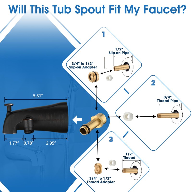 PROOX All Metal Tub Spout with Diverter Oil Rubbed Bronze,