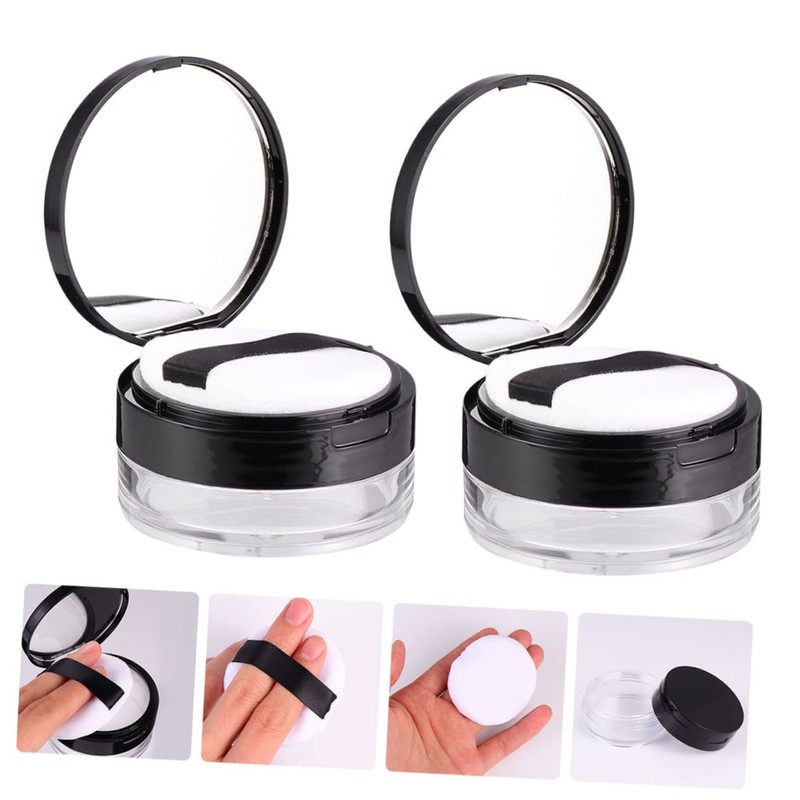 Outanaya 2sets Portable Loose Powder Boxes Elastic Mesh Sub Boxes