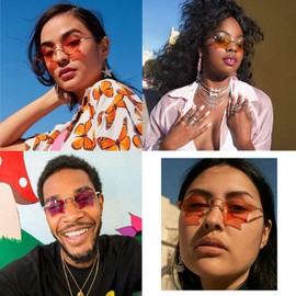 willochra Rimless Star shape Sunglasses Transparent Sun Glasses for women/men Party glasses Super Cute pentagram eyewears (purple)