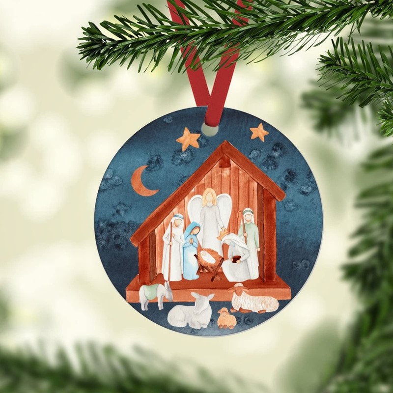 godblessign Christmas Nativity Scene Ornament Holy Family Nativity Christmas Tree