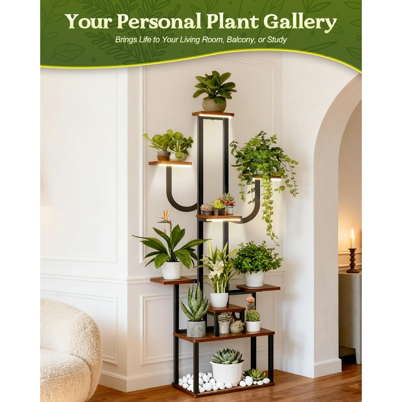 joyhalo 9 Tier 65" Tall Indoor Plant Stand with Grow