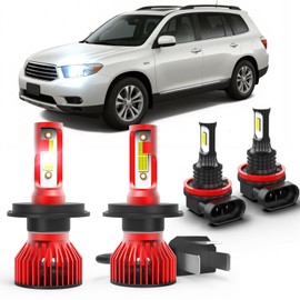 MNWHUC For 2008 2009 2010 Toyota Highlander,High Low Beam Fog Lights Bulbs Combo Pack, 6000K White Plug-and-Play Super Bright Light Bulbs, Pack of 4